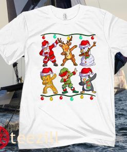 Christmas Kids Boys Men Dabbing Santa Elf Deer Friends Xmas Young Kids T-Shirt