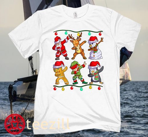 Christmas Kids Boys Men Dabbing Santa Elf Deer Friends Xmas Young Kids T-Shirt