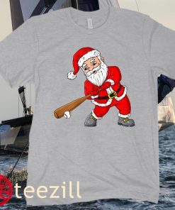 Christmas Santa Claus With Baseball Bat Men Women's Teens Xmas Tee Shirt