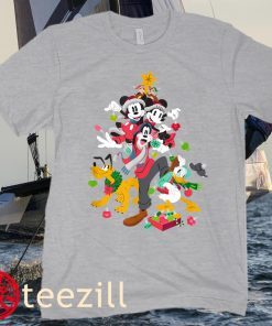 Disney Mickey Minnie Goofy Pluto Chip Dale Christmas Tree Hoodies Women Tee Shirt