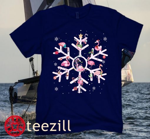 Flamingo Snowflakes Shirt, Christmas Snowflakes Shirt, Merry Christmas Shirt, Flamingo Christmas Shrit