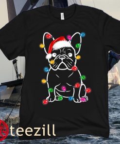 Funny French Bulldog Dog Tree Christmas Lights Xmas Kids Young Boy T-Shirt