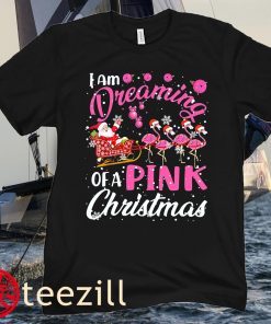 I Am Dreaming of A Pink Christmas, Flamingo Christmas Shirt, Pink Flamingo Christmas Sleigh Hoodie, Flamingo Shirt