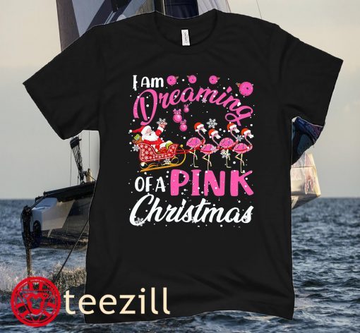 I Am Dreaming of A Pink Christmas, Flamingo Christmas Shirt, Pink Flamingo Christmas Sleigh Hoodie, Flamingo Shirt