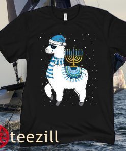 Menorah Hanukkah Llama Cute Alpaca Chanukah Christmas Pajama Hoodies Men's T-Shirt