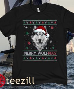 Merry Wolfmas Merry Christmas Wolf Ugly Sweater Funny Xmas Young Kids Hoodies T-Shirt