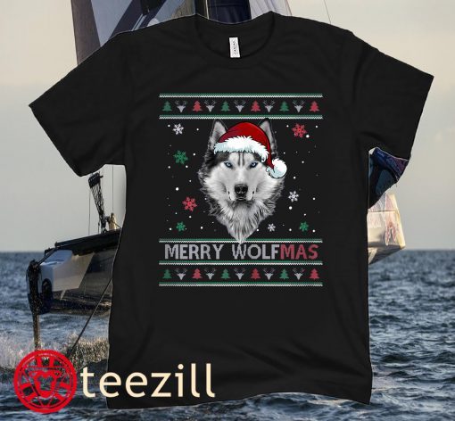 Merry Wolfmas Merry Christmas Wolf Ugly Sweater Funny Xmas Young Kids Hoodies T-Shirt
