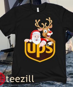 Santa Reindeer Logo UPS Merry Christmas Hoodies Shirt