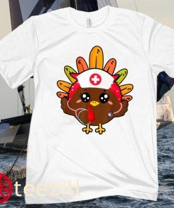 Thanksgiving Nurse Scrub Tops For Women Cute Turkey Nurse Classic T-Shirt