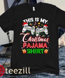 Christmas Pajama Santa Hat Gamer Video Game Games T-Shirt