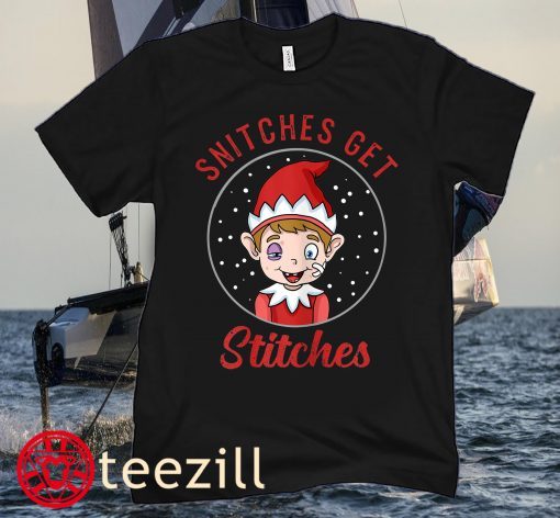 Elf Xmas Snitches Get Stitches T Shirt
