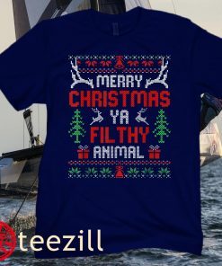 Funny Alone At Home Movies Merry Christmas You Filty Animal Tee Shirt