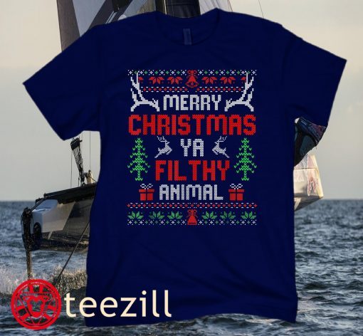 Funny Alone At Home Movies Merry Christmas You Filty Animal Tee Shirt