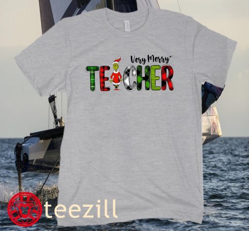 Grinch Teacher Christmas T-Shirt, Merry Teacher Christmas Tee