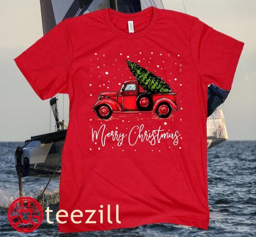 Merry Christmas Truck Red With Tree Shirt