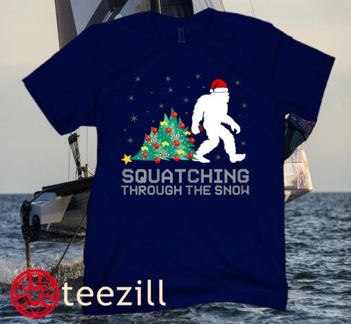 Squatching Through The Snow Bigfoot Christmas Sasquatch Unisex Shirt