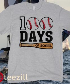 Baseball 100 Days of School Day Boy Girl Kids Shirt