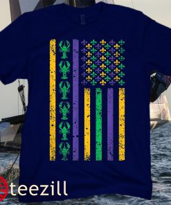 American Flag Mardi Gras T-shirt 2022 Mardi Gras Crawfish Outfit Tee Shirt