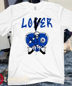 Graphic Tee 5 Retro Racer Blue Loser Lover Heart Shirt