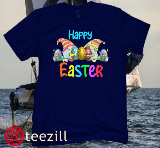 Happy Easter Day 2022 Tee Shirt Bunny Gnome Hug Easter Eggs Gift Tee Shirt