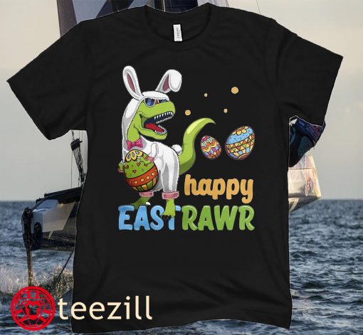 Happy Eastrawr T-Rex Bunny Easter Egg Funny Dinosaur Young Kids Tee Shirt