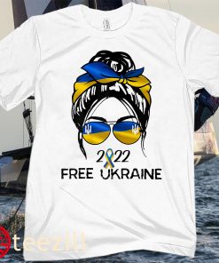 Ukrainian Flag Tee Ukraine Pride Women Messy Bun Free Ukraine TShirt