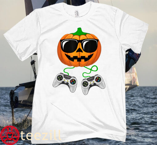 Halloween Jack O Lantern Gamer Funny Halloween Tee Shirt
