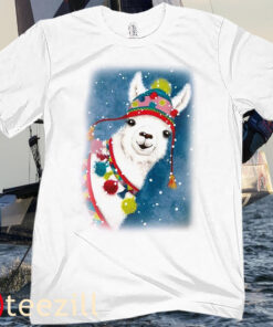 Llama Merry Christmas Women White T-Shirt