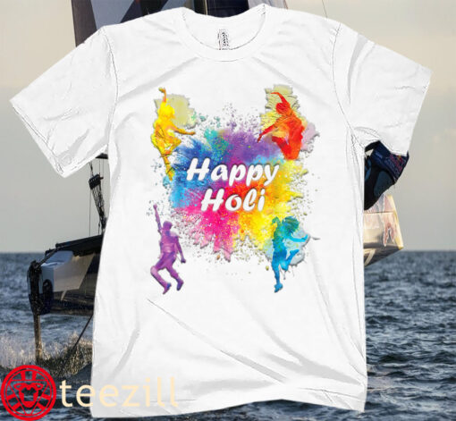 Happy Holi Festival Outfit for India Hindu Women Kids Men Young Tee Shirt