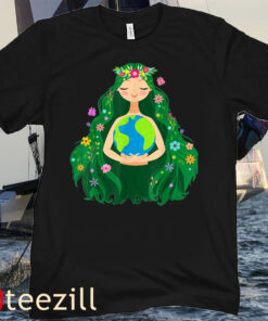 Green Mother Earth Day Gaia Save Our Planet Women Girl Kids Young Tee Shirts