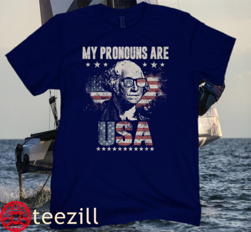 4Th Of July My Pronouns Are USA Flag for Men, Women, & Kids Young Tee Shirt