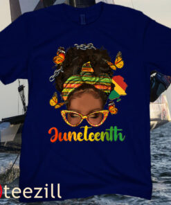 Celebrate Juneteenth Afro Messy Bun Black Women Melanin Tee Shirt