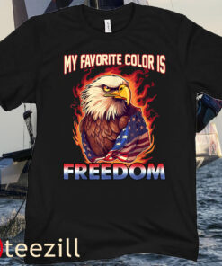 Eagle American Flag My Favorite Color Is Freedom Patriotic USA Flag Tee Shirt
