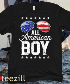 Flag American Boy 4th Of July USA Sunglasses Family Flag Shirts