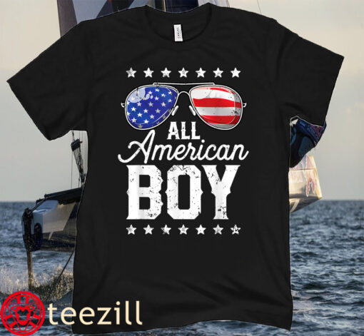 Flag American Boy 4th Of July USA Sunglasses Family Flag Shirts