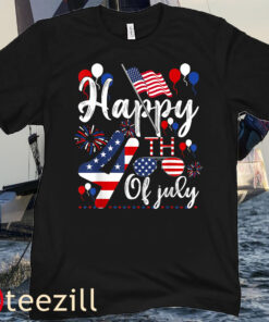 Happy Fourth Of July Patriotic American US Flag 4th Of July USA Tee Shirt