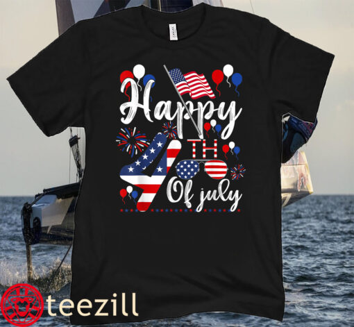 Happy Fourth Of July Patriotic American US Flag 4th Of July USA Tee Shirt