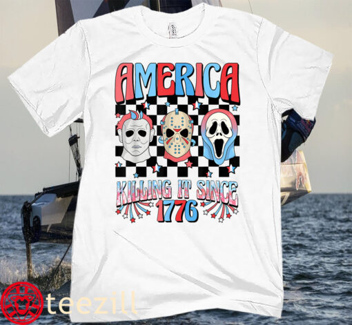Party In The America Retro 4th Of July Horror Independence Day USA Shirt