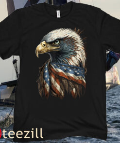 Patriotic Bald Eagle 4th Of July, USA Flag American Flag Tee Shirt