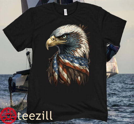 Patriotic Bald Eagle 4th Of July, USA Flag American Flag Tee Shirt