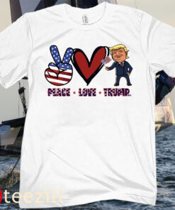 Peace Love America Flag Shirt Trump 2024 Tee 4th of July USA Shirt