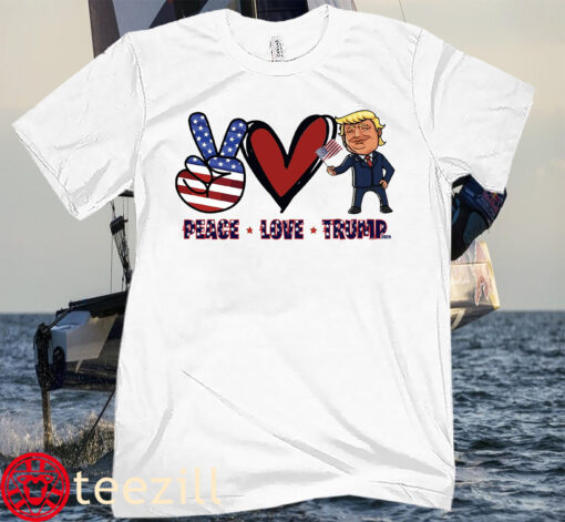 Peace Love America Flag Shirt Trump 2024 Tee 4th of July USA Shirt