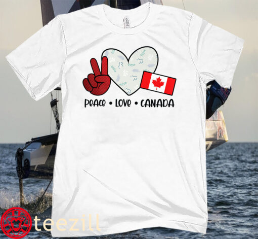 Peace Love Canada Canadian Flag Tee Shirt