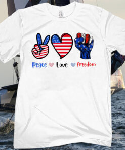 Peace Love Freedom 4th Of July Us Flag Fireworks Oversized Tee Shirt
