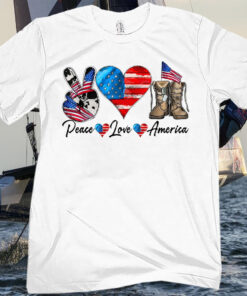 Peace love America Vintage 4th of July America Flag Tee Gift Shirt