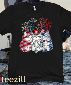 Three Cat 4th Of July, American Flag, USA Patriotic Cat Flag Tee Shirt