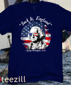 USA Flag 4th of July Suck It England Funny George Washington America Tee Shirt