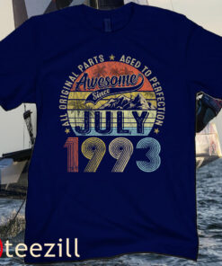 30 Year Old July 1993 Vintage Retro 30th Birthday Gift Tee Shirt