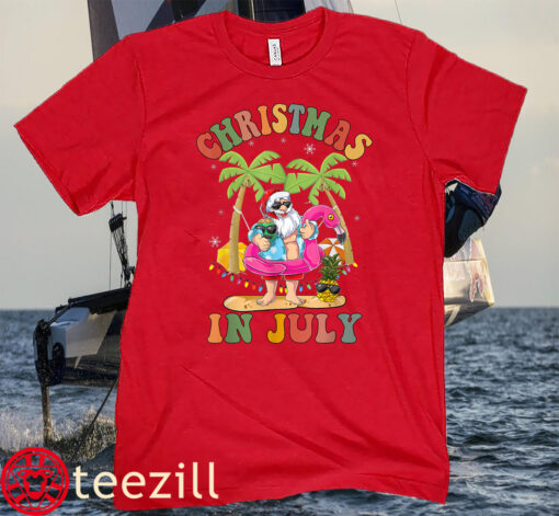 Cute Santa Summer Christmas In July Tee Shirts