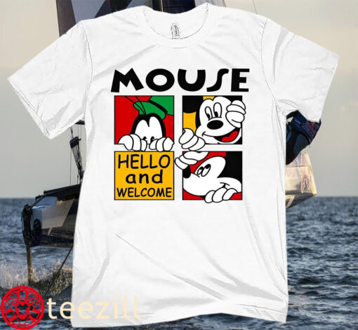 MickeyMouse and Friends Hello and Welcome cartoon Tee shirts